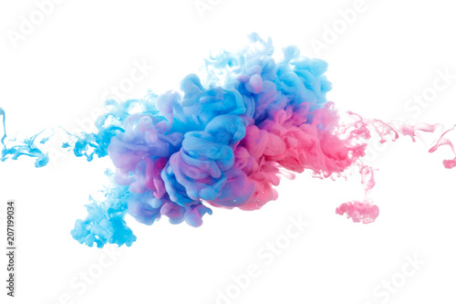 Blue and red paint splash isolated on white background