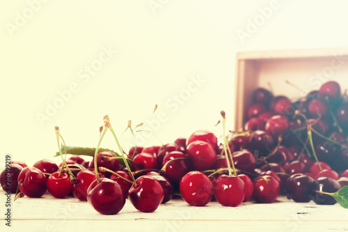 cherry in wooden container ...
