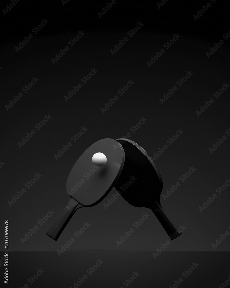 Two table tennis or ping pong rackets and ball tournament poster design ...
