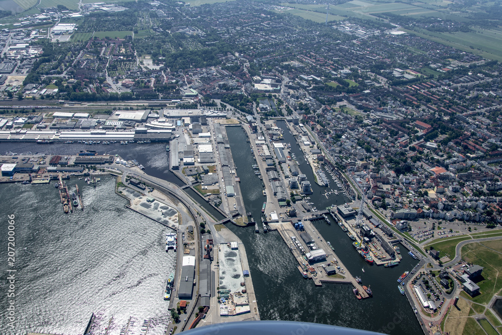 Fototapeta premium panorama flight over the north sea islands and the coast of germany