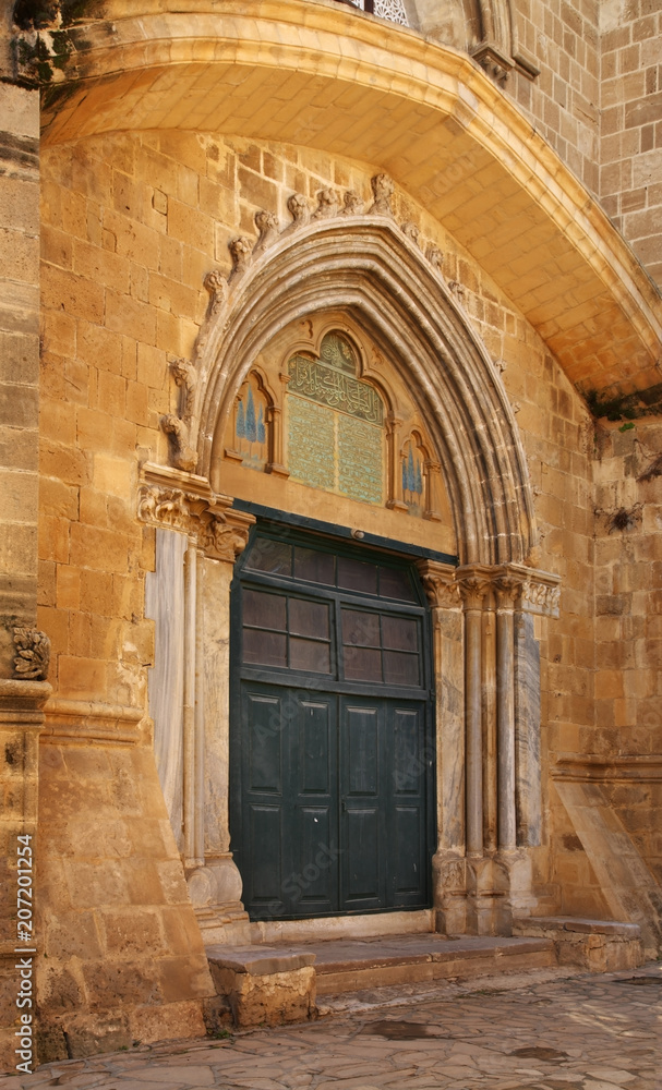 Door of Selimiye Mosque (St. Sophia Cathedral) in Nicosia. Cyprus
