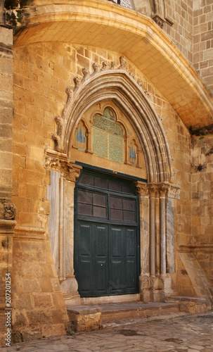 Door of Selimiye Mosque (St. Sophia Cathedral) in Nicosia. Cyprus