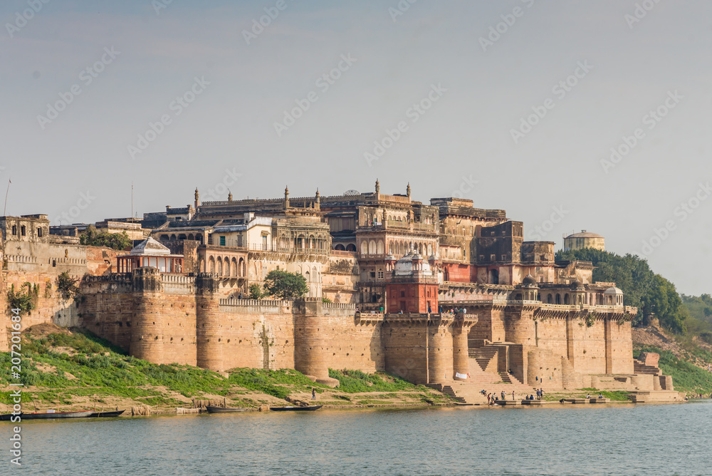 Ramnagar Fort on the banks of the ganges in Varanasi, India.