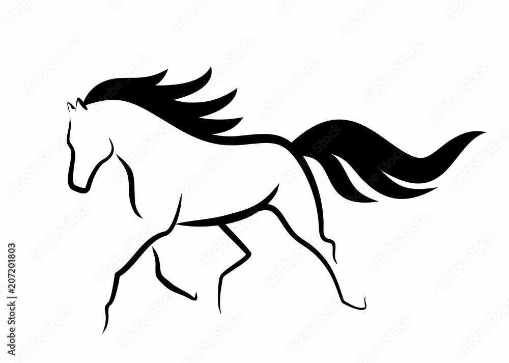 sketch of running beautiful horse