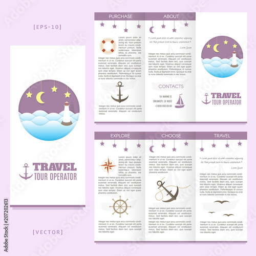 Tri-fold marine brochure template. Good for advertising and information printed products.