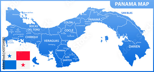 The detailed map of Panama with regions or states and cities  capital. Administrative division