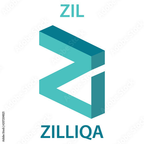 Zilliqa Coin cryptocurrency blockchain icon. Virtual electronic, internet money or cryptocoin symbol, logo