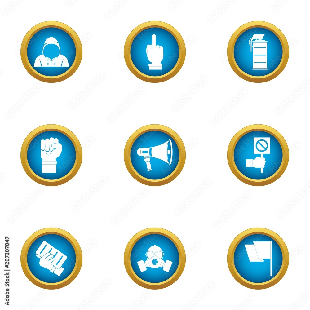 Revolt icons set. Flat set of 9 revolt vector icons for web isolated on white background