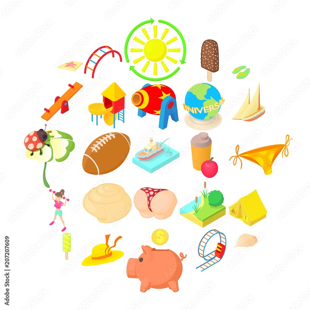 Carefree icons set. Cartoon set of 25 carefree vector icons for web isolated on white background Carefree icons set. Cartoon set of 25 carefree vector icons for web isolated on white background