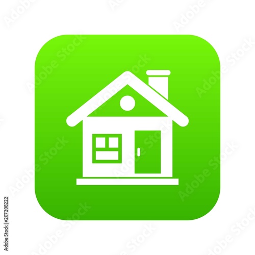 House icon digital green for any design isolated on white vector illustration
