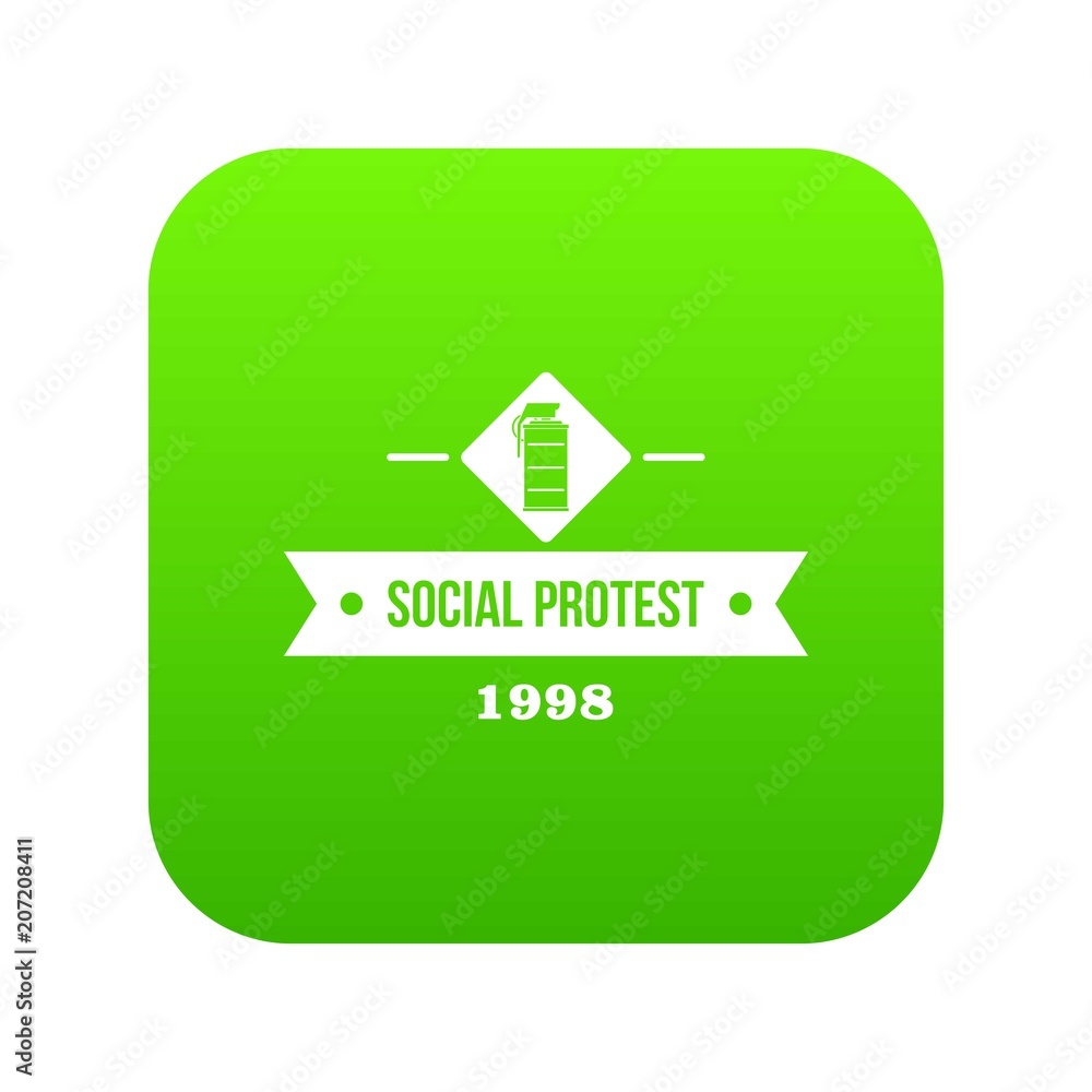 Protester gas grenade icon green vector isolated on white background Protester gas grenade icon green vector isolated on white background
