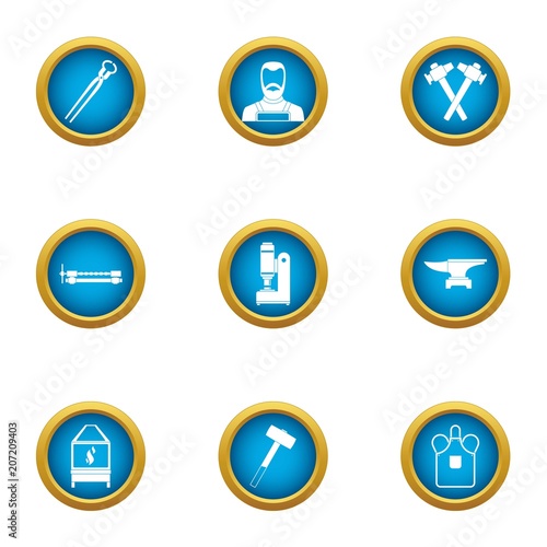 Metal work icons set. Flat set of 9 metal work vector icons for web isolated on white background