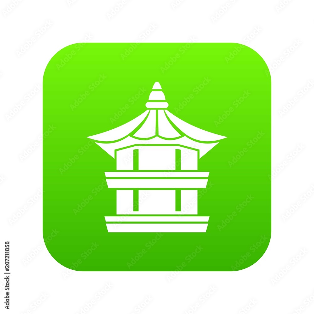 Traditional korean pagoda icon digital green for any design isolated on white vector illustration Traditional korean pagoda icon digital green for any design isolated on white vector illustration
