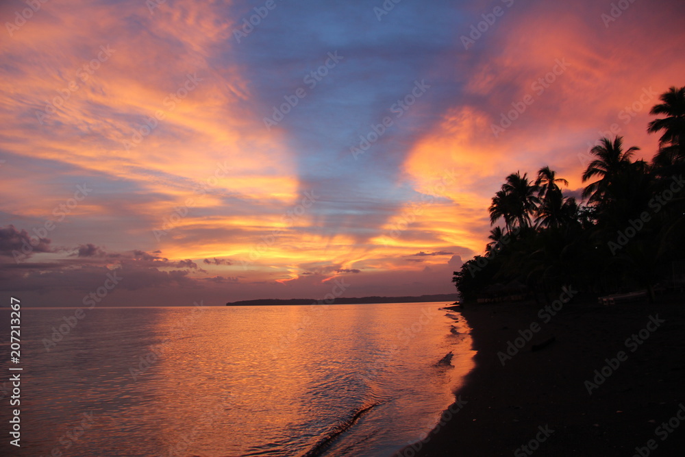 Island sunset on Siquijor island, Philippines 