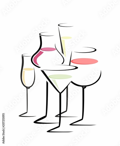 sketch of cocktail glasses