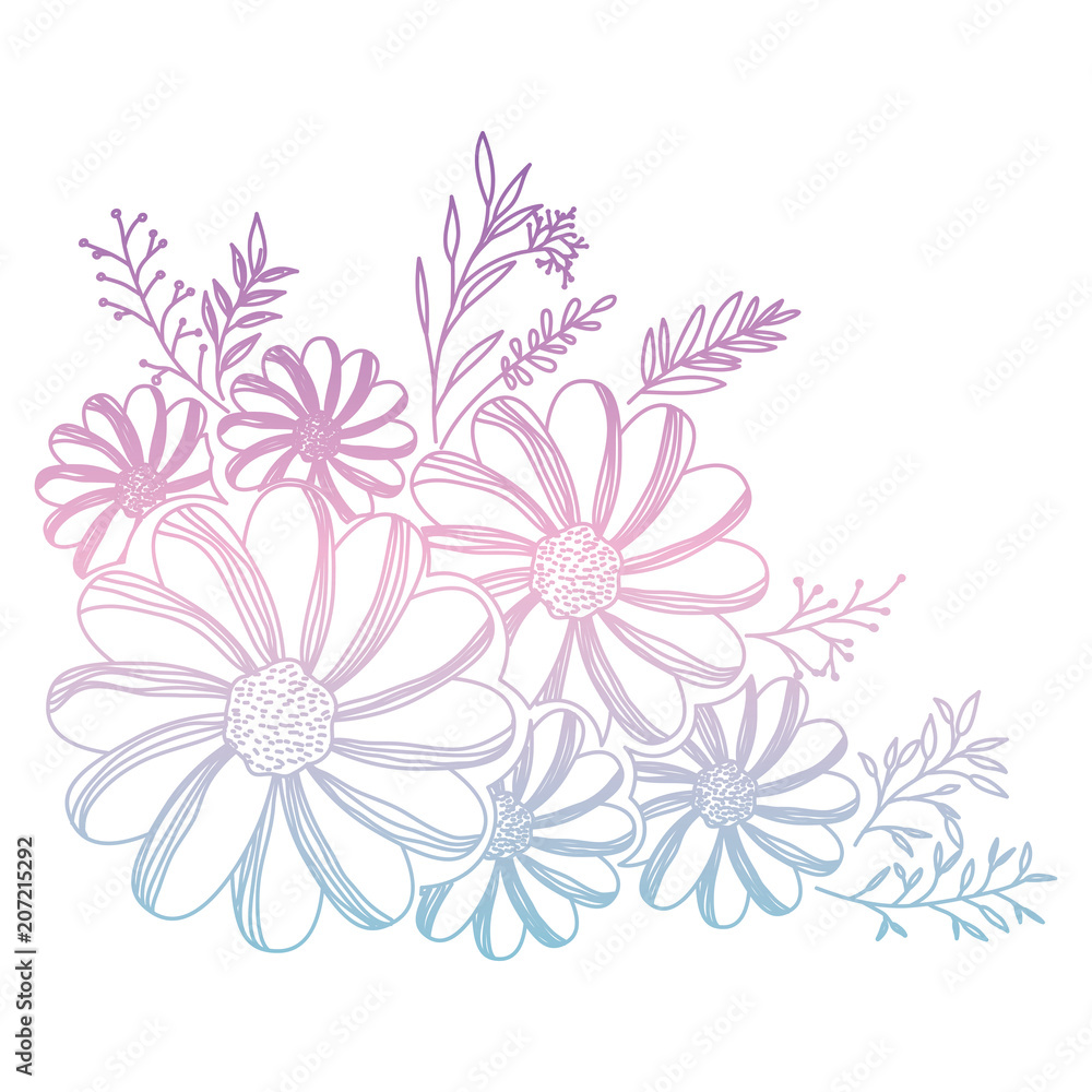 Obraz premium flower and leafs decorative icon vector illustration design