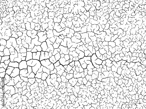 The cracks texture white and black. Vector background.Cracked earth. Structure of cracking. Cracks in dry surface soil texture.