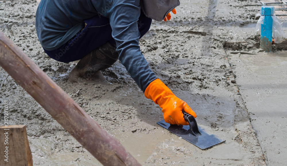 building house, worker, construction irons for building, concrete and equipment