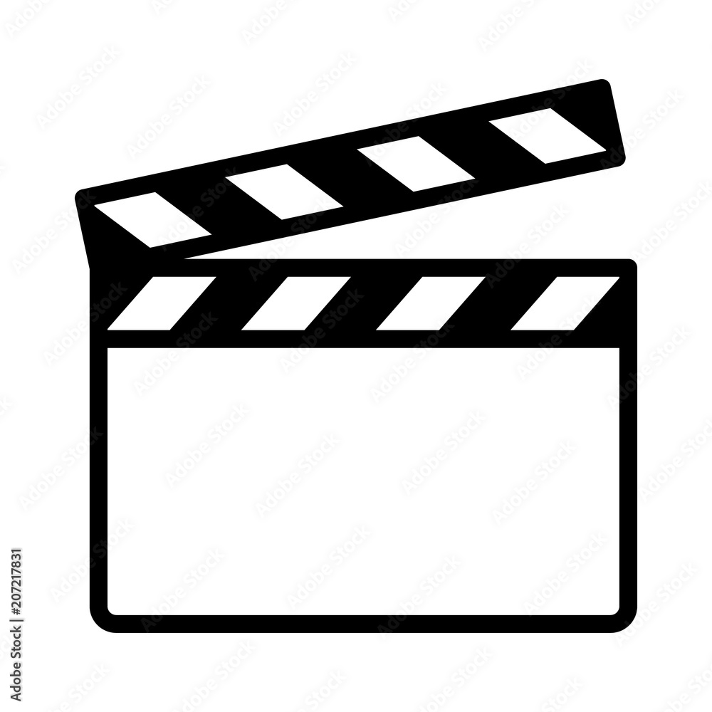Movie clapperboard or film clapboard line art vector icon for video apps and websites