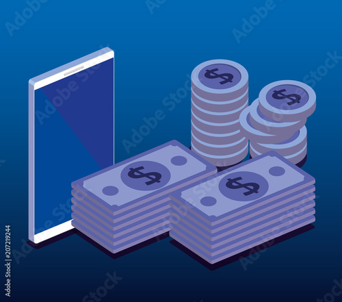 finacial transaction isometric set icons vector illustration design