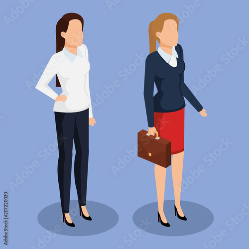 business women isometric avatars vector illustration design