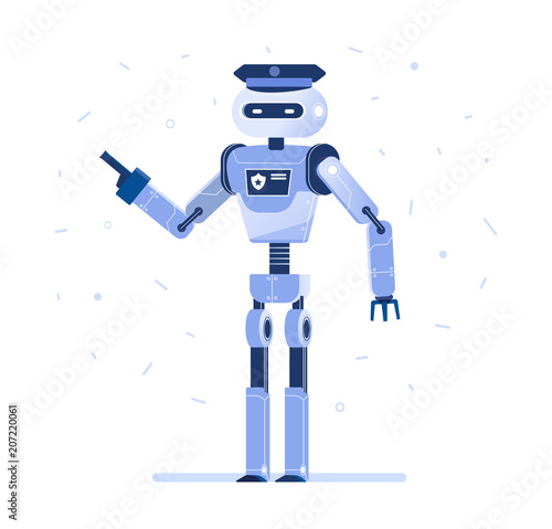 Robot policeman in cap