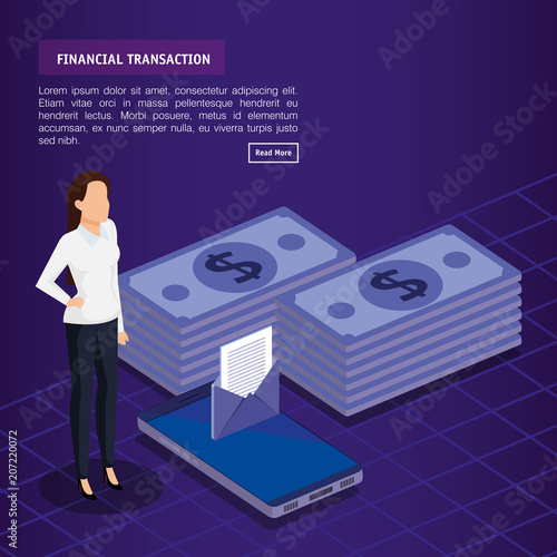 finacial transaction with business people isometric vector illustration design
