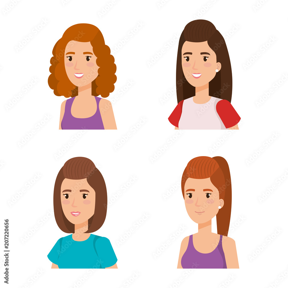 young girls avatars characters vector illustration design young girls avatars characters vector illustration design