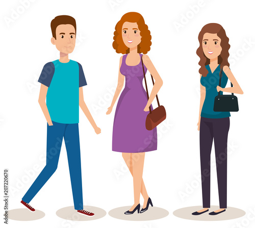 group of young people avatars vector illustration design