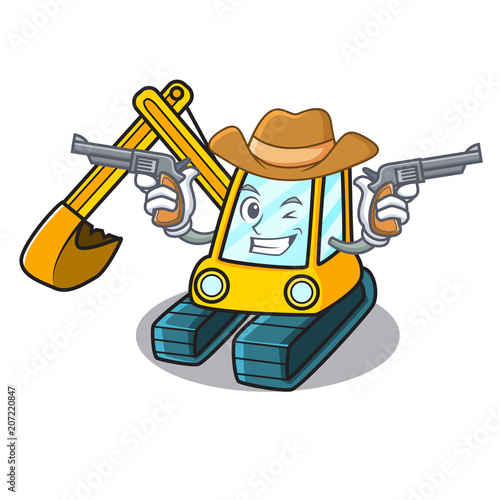 Cowboy excavator character cartoon style