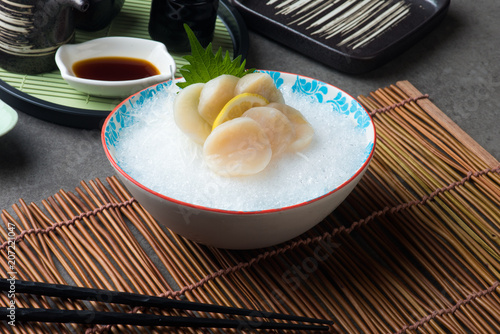 nama hotate fresh scallop shashimi sushi photo