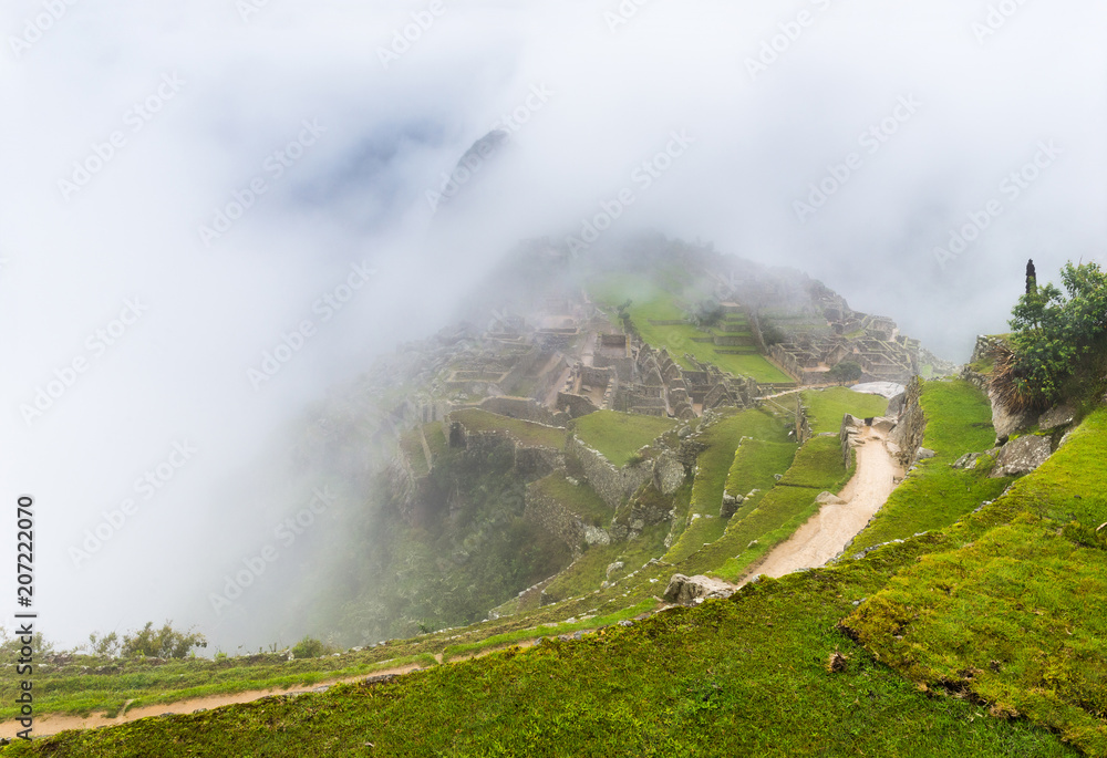 Panoramic of Machu Picchu Ruins 