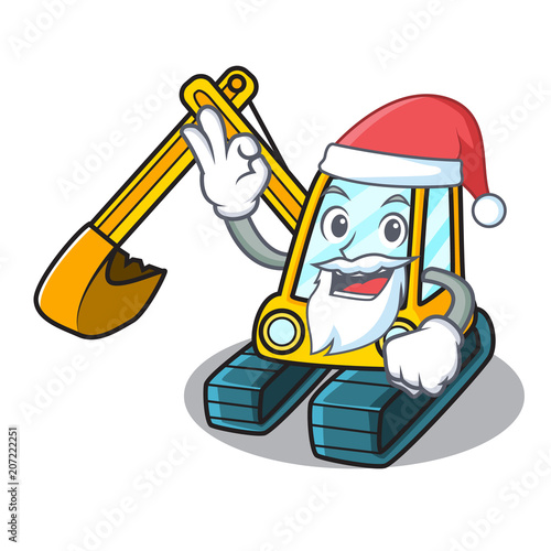 Santa excavator mascot cartoon style photo