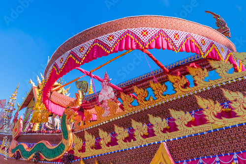 The art of parade Thailand rocket, decorate of circle rocket. The public property at community rocket festival at Kalasin Province and Roi Et province, Thailand. photo