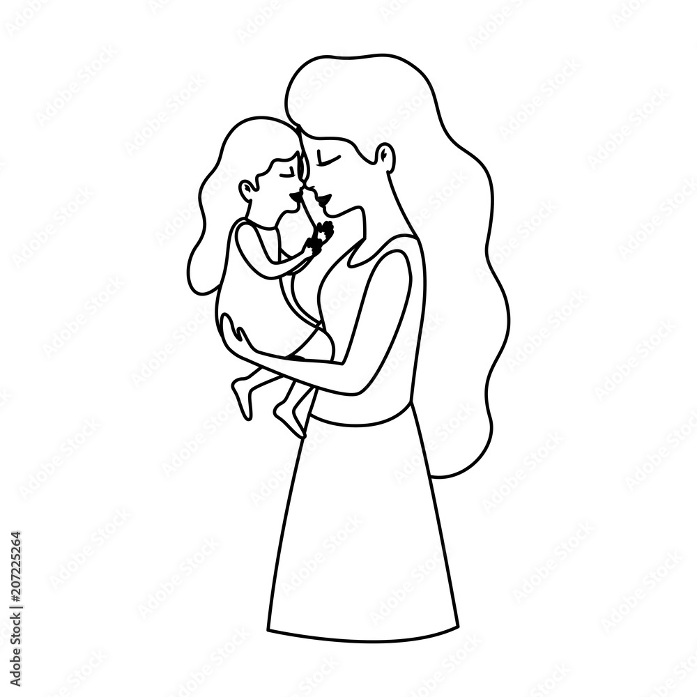 mother lifting daughter characters vector illustration design mother lifting daughter characters vector illustration design