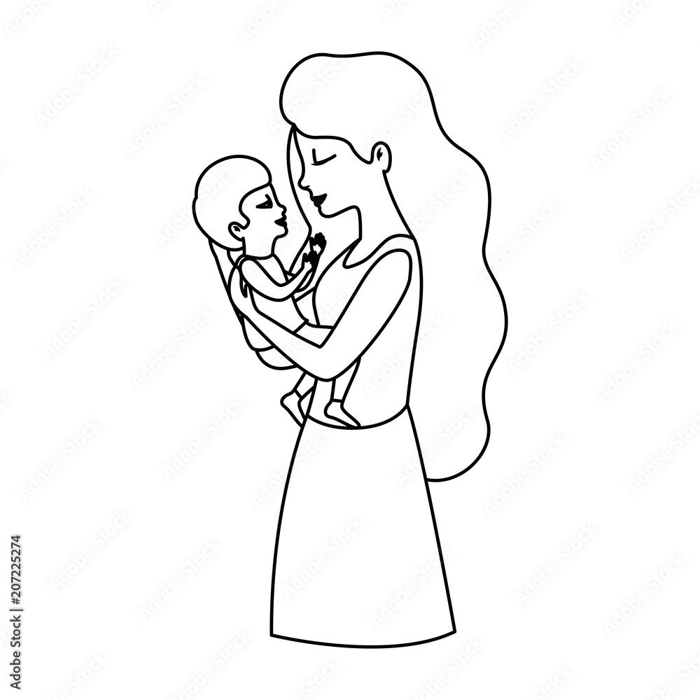 mother lifting son characters vector illustration design mother lifting son characters vector illustration design