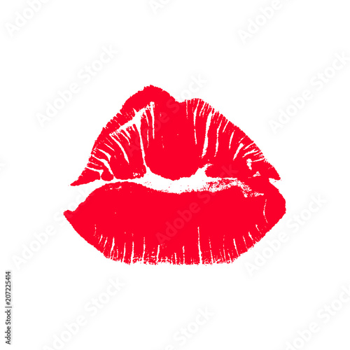 Sexy lips makeup. Red lipstick kiss