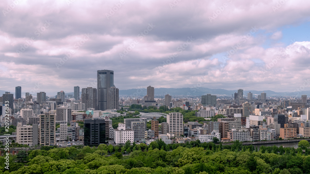 Panorama view of Osaka skyline, Japan