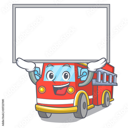 Up board fire truck character cartoon