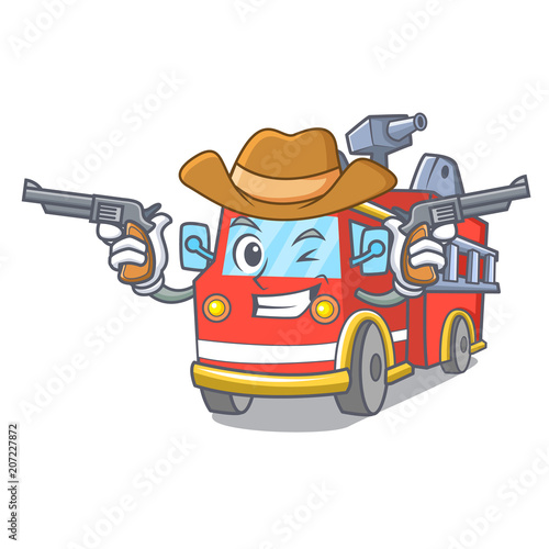 Cowboy fire truck character cartoon