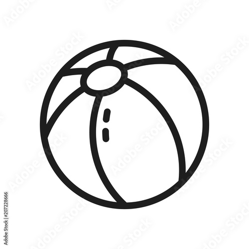 Beach ball icon. Vector thin line illustration for summer and beach leisure fun time