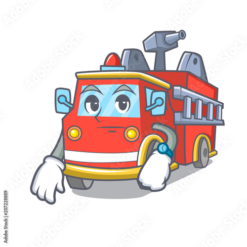 Waiting fire truck mascot cartoon