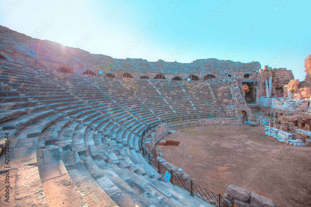Naklejka premium Ruins of the ancient amphitheater - Side, Turkey