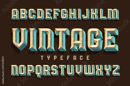 Foto Vintage beveled typeface with volume gradient effect