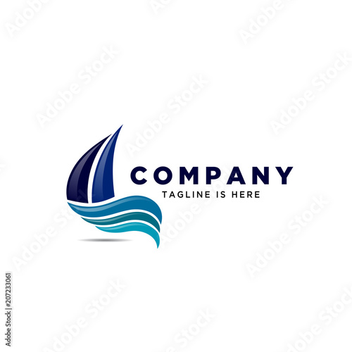Free Download Abstract ship with wave logo travel - GFXLoad