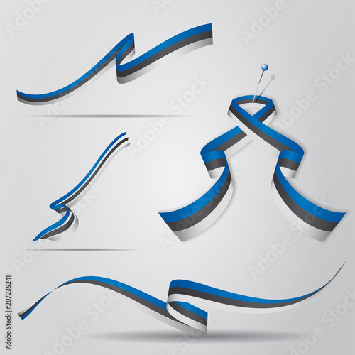 Flag of Estonia. Estonian ribbons set. Vector illustration. photo