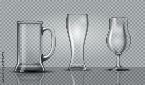 Empty beer glasses mockup