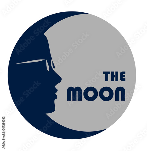 vector image Moon with girl face