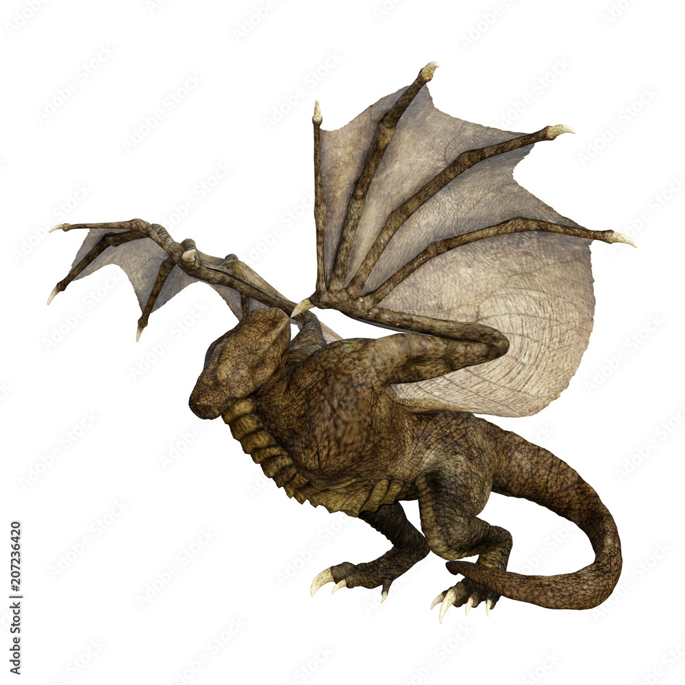 Obraz premium 3D Fantasy Fantasy Dragon na białym tle