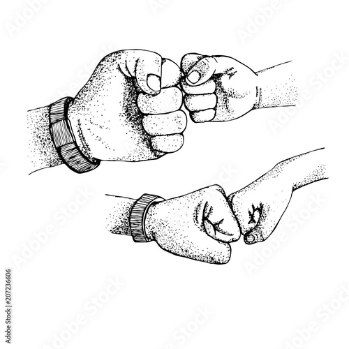 Greeting fist in fist vector illustration of a hand of a child a